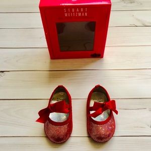 NWT Stuart Weitzman red sparkle shoes size 1